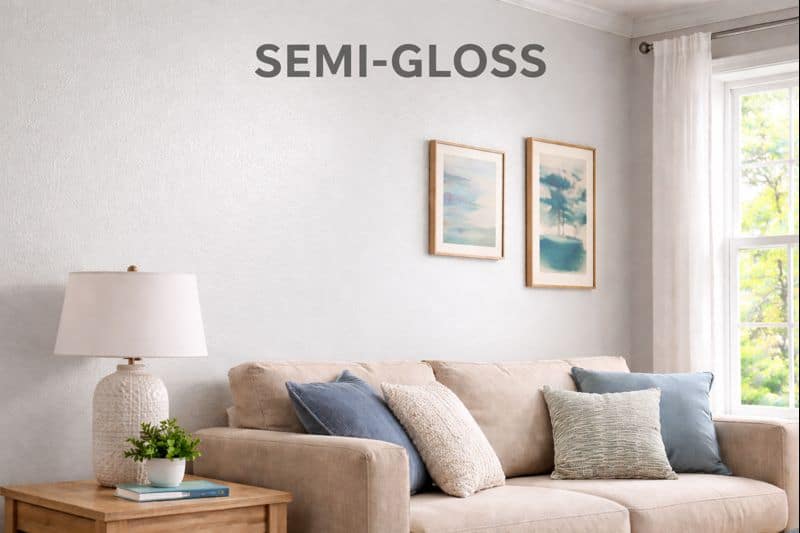 Cozy living room with semi-gloss paint.